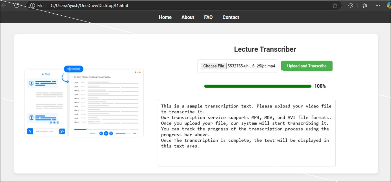 Screenshot of lecture summarizer