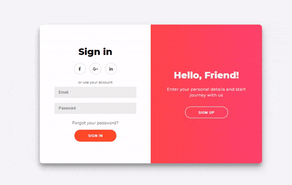 Screenshot of login and registration system