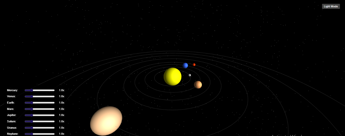 Screenshot of 3d solar system